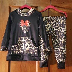 NEW DISNEY LEOPARD MINNIE HOODED 2 PIECE SET